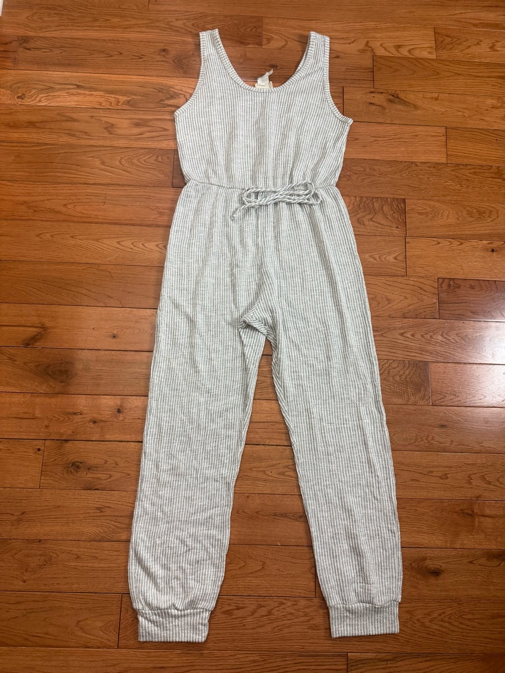 Caution to the Wind Grey/White Striped Lightweight Sleeveless Jumpsuit